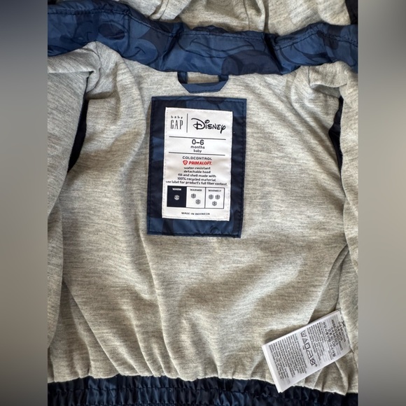 Baby GAP Disney Navy Blue Puffer Jacket size 0-6 months - Picture 6 of 12